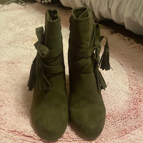 JustFab Shoes - Olive Green Booties